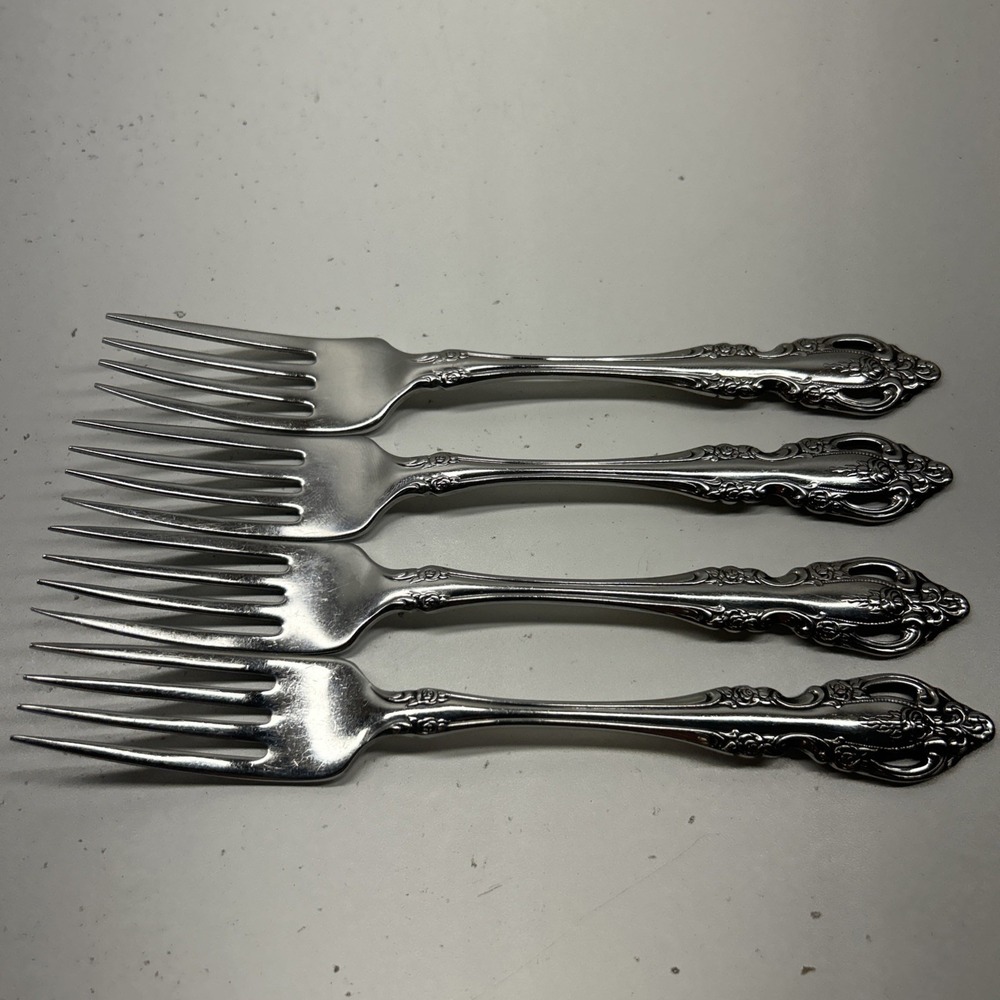 Oneida Community Brahms Dinner Forks 7 1/4" Floral Rose Flatware Set of 4